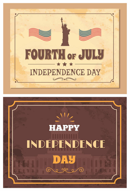 7 月 4 日の独立記念日ポスター アメリカのフラグ - ベクター画像