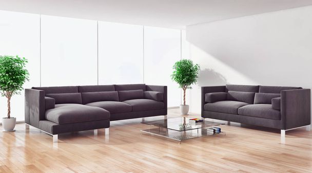 μεγάλα πολυτελή μοντέρνα φωτεινούς εσωτερικούς χώρους διαμέρισμα σαλόνι απεικόνιση 3d rendering υπολογιστή δημιουργούνται εικόνας - Φωτογραφία, εικόνα
