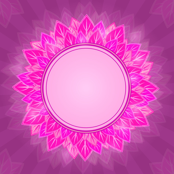 Pink Flower Label on Purple Background Card - Vektor, kép
