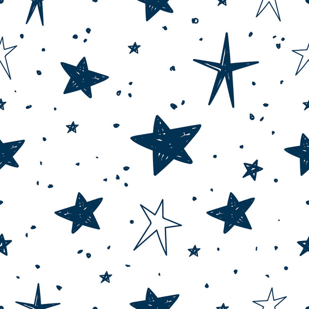 Vector Illustration Pattern with hand drawn Stars - Vector, Image