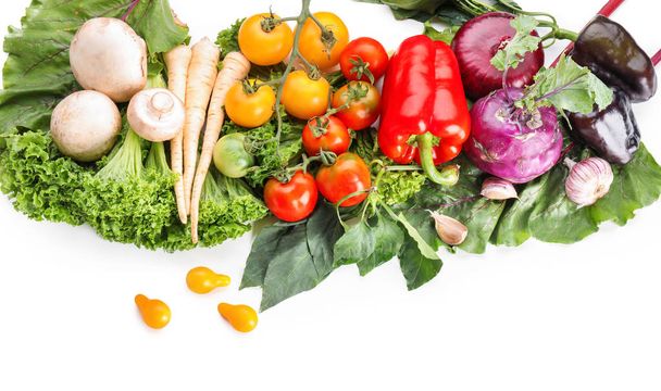 Various fresh vegetables on white background - Photo, Image
