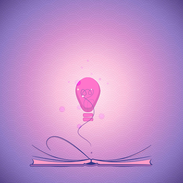 Flat design business Vector Illustration Empty template esp isolated Minimalist graphic layout template for advertising Illuminated Bulb Glow with Filament Hovering Over Open Pages Flipping Book - Vector, Image