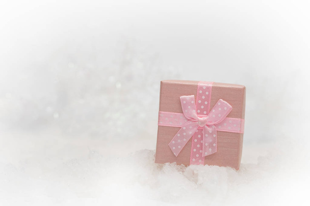 gift boxes on the white fur with copy space for season greeting  - Foto, immagini