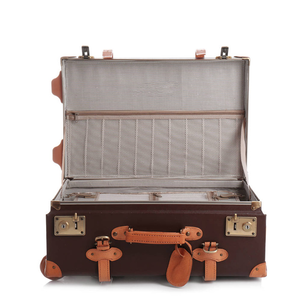 Open suitcase for travelling on white background - Photo, image