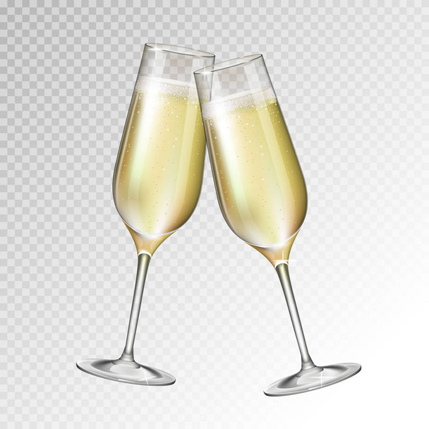 Realistic vector illustration of champagne glass isolated on transperent background - Vecteur, image