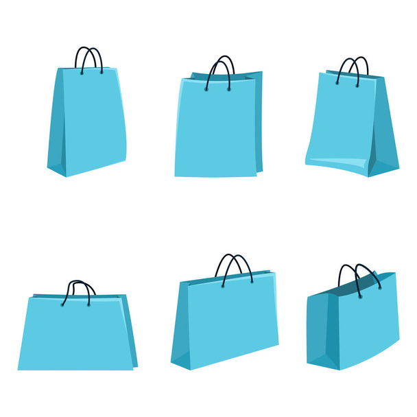 Turquoise Shopping Bags Isolated on White Background - Vector, Image