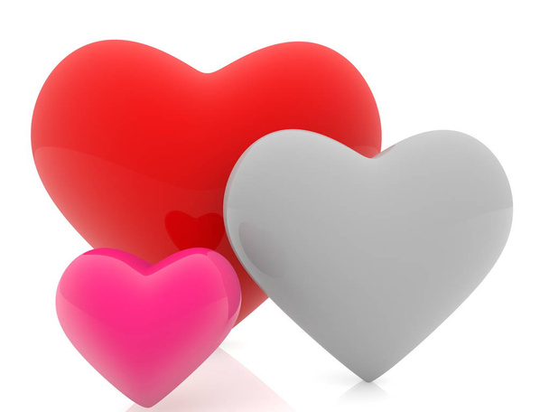 Rode en paarse en witte hart - Foto, afbeelding