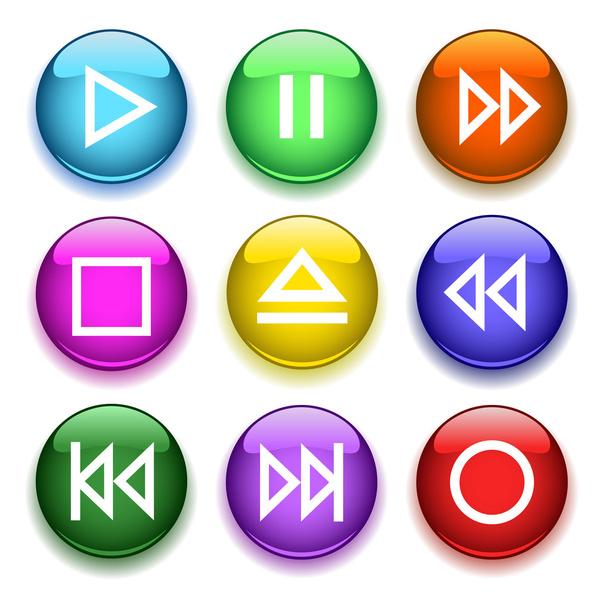 Glossy player buttons - Vector, imagen