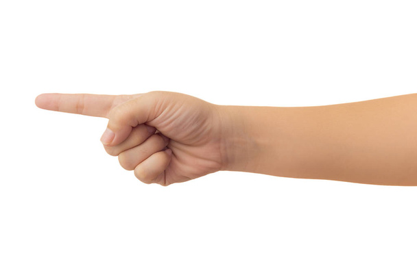 İşaret parmağı işaretçi, dokunmatik, insan elinde strike biraz ya da komut jest izole kırpma yolu ile beyaz arka plan üzerinde - Fotoğraf, Görsel