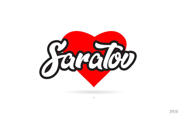 saratov city text design with red heart typographic icon design suitable for touristic promotion - Vector, afbeelding
