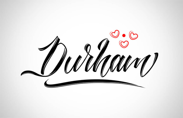 durham city text design with red heart typographic icon design suitable for touristic promotion - Vektör, Görsel