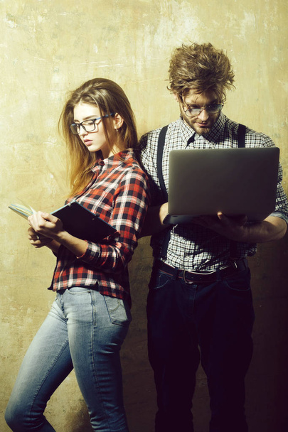 Young nerd couple of students in geek glasses - Foto, Bild
