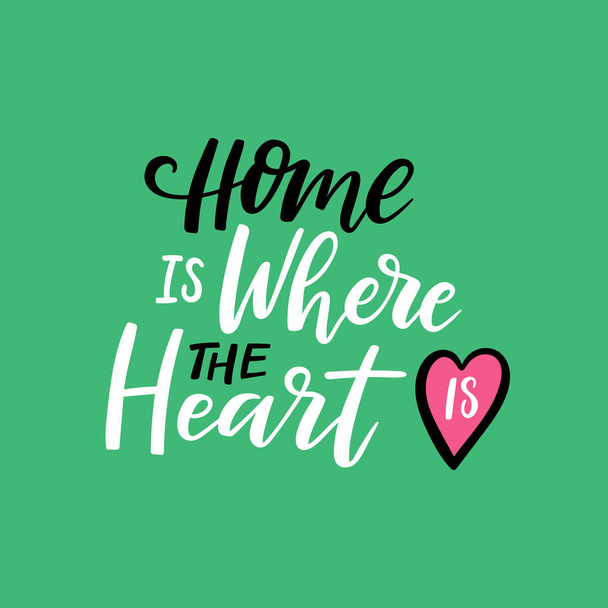 Heimat ist dort, wo das Herz ist. Handgeschriebenes Plakat. perfekt für Prints oder soziale Medien. - Vektor, Bild