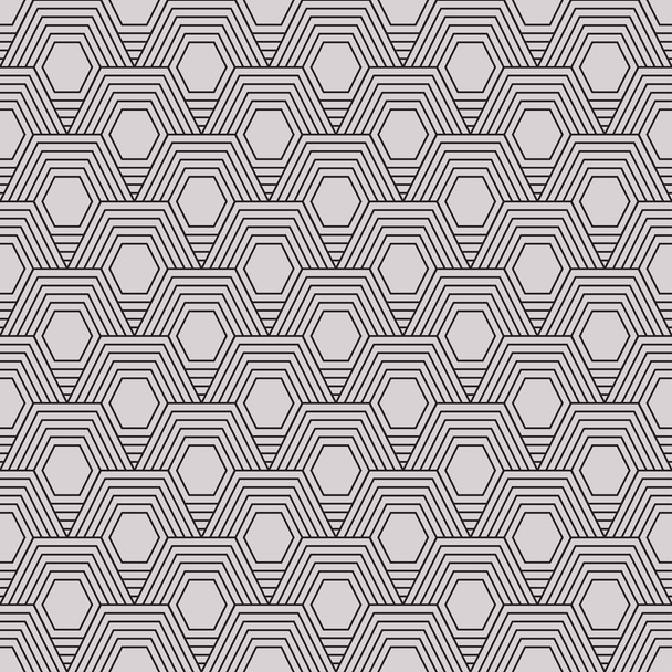 ベクターのシームレスなパターン。モダンな流行に敏感なテクスチャです。線の六角形と幾何学的な白色の背景 - ベクター画像
