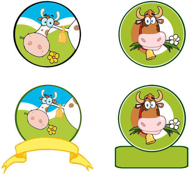 Dairy Cow Cartoon Banner.Collection - Photo, Image