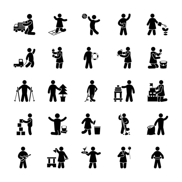 Děti zábavní glyf ikony  - Vektor, obrázek