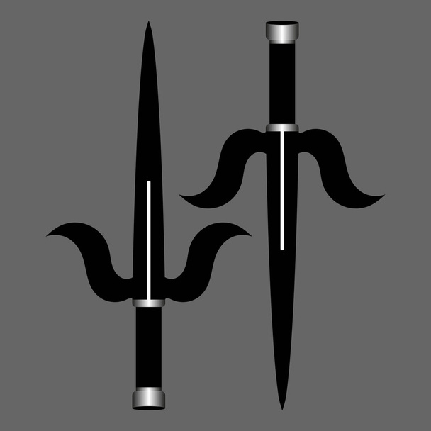 Arma ninja Sai aislada sobre fondo gris. Tradición arma japonesa. Ilustración vectorial
. - Vector, imagen