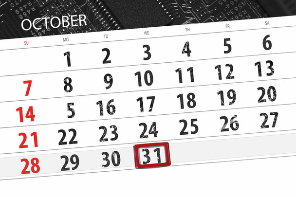 Planejador de calendário de tecnologia para o mês, prazo final dia da semana 2018 outubro, 31, quarta-feira
 - Foto, Imagem