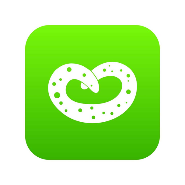 German pretzel icon digital green - Vector, afbeelding