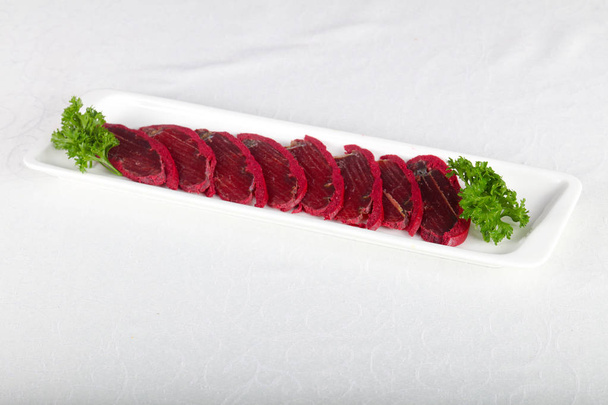 Beef basturma meat on table - Photo, Image