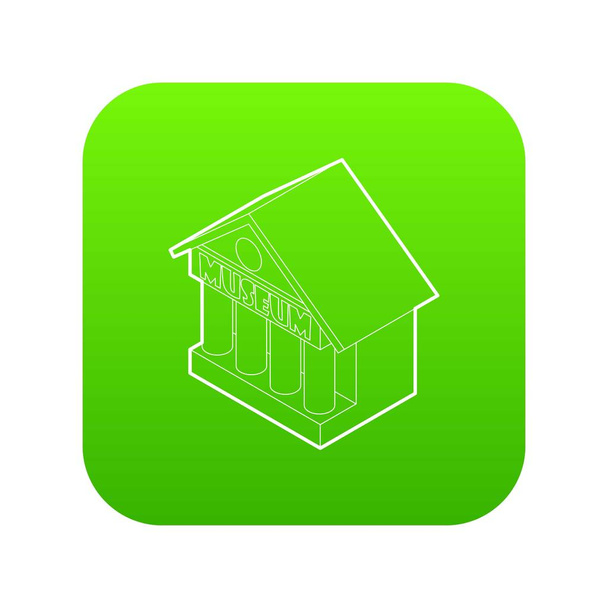 Museum building icon green vector - ベクター画像