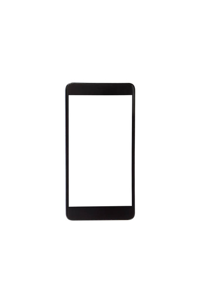 Smartphone black color close-up isolated on white background with isolated screen. - Foto, Imagen