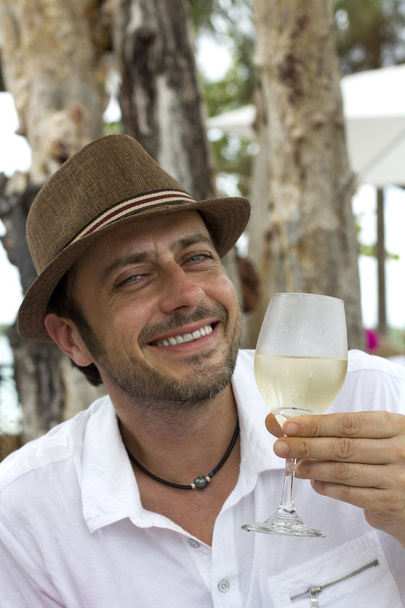 happy white wine - Photo, image