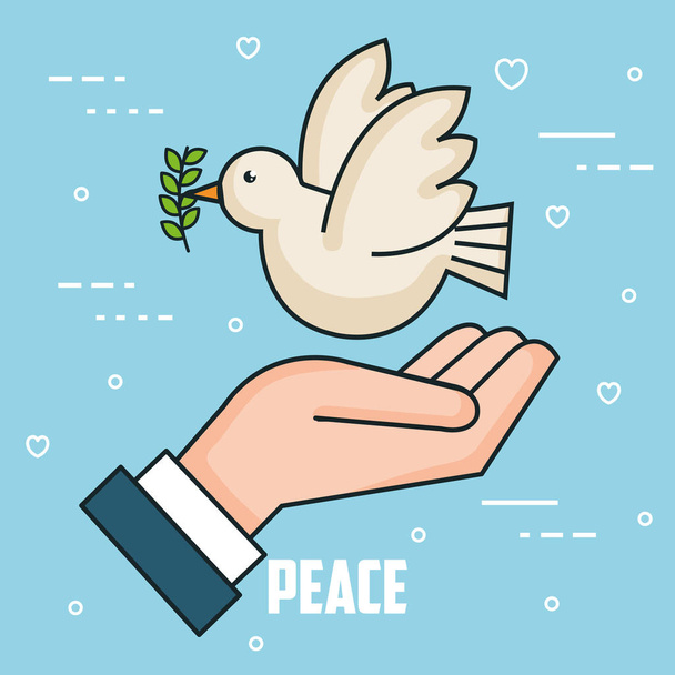 Friedenshand mit Taube und Olivenzweig - Vektor, Bild