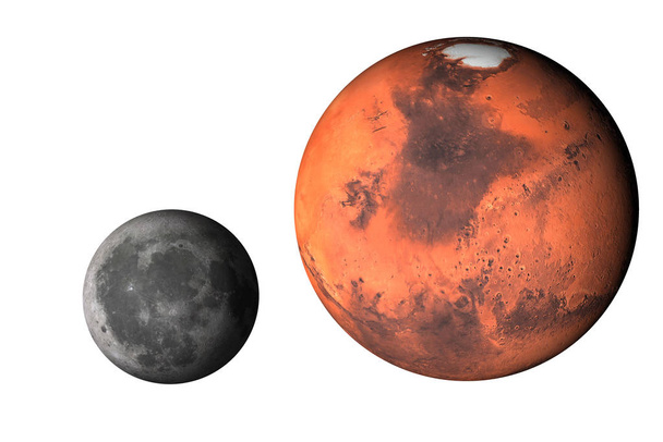 Planeta Marte con Luna Aislada
 - Foto, imagen