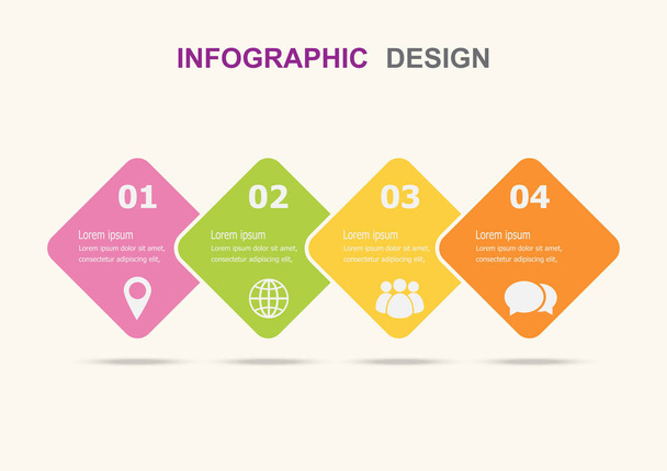 Plantilla de diseño infográfico con cuatro pasos, vector de stock
 - Vector, imagen