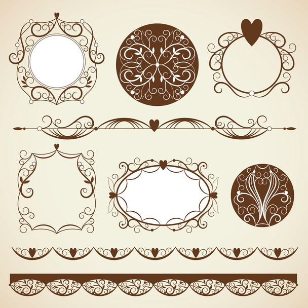 Set of frames, ornamental design elements - Вектор, зображення