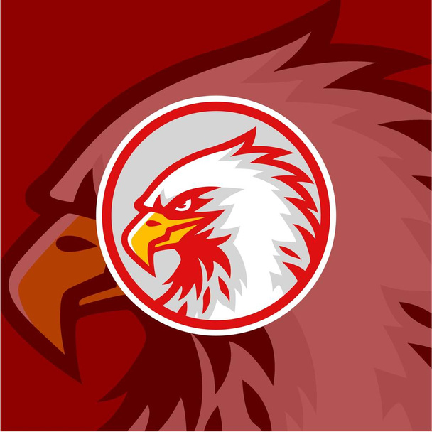 Adlerkopf mit rotem Hintergrund Logo Vektor-Design, Zeichen, Symbol, Vorlage, Illustration - Vektor, Bild