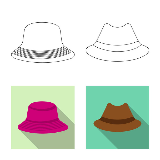 Isolated object of headgear and cap icon. Set of headgear and accessory stock symbol for web. - ベクター画像