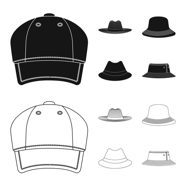 Isolated object of headgear and cap symbol. Set of headgear and accessory stock symbol for web. - Vektor, obrázek