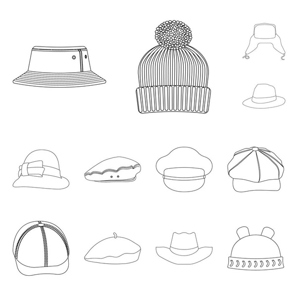 Isolated object of headgear and cap symbol. Collection of headgear and accessory vector icon for stock. - ベクター画像