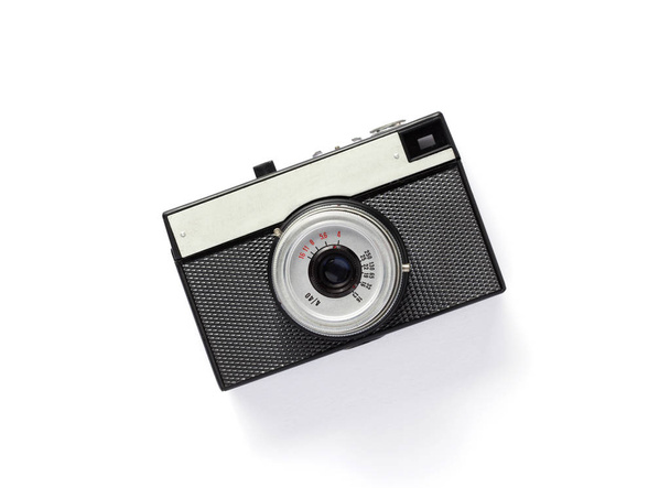 old retro photo film camera isolated on white background, top view - Photo, Image