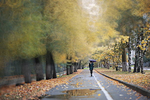 Parkta sonbahar adam yağmur - Fotoğraf, Görsel