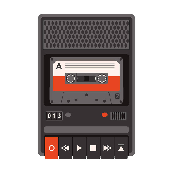 vintage cinta de audio grabadora vector ilustración plana
  - Vector, Imagen
