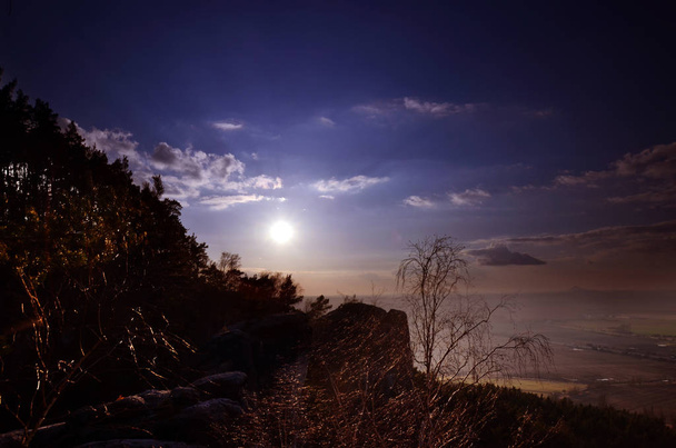 Sunset, view from Drabske Svetnicky, Bohemian paradise. - Foto, immagini