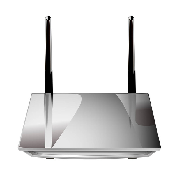 Realistic 3D wireless router isolated on white background. Source of wi-fi and the Internet. Vector illustration - ベクター画像