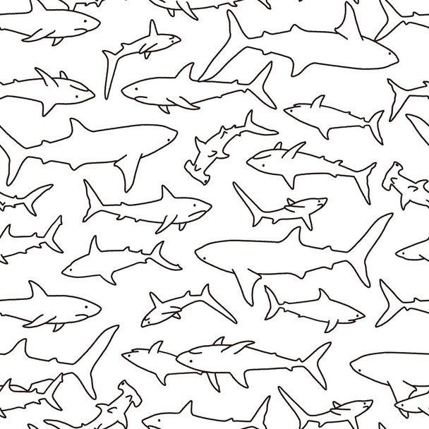 Illustration pattern of the shark,I drew a shark simply,I continue seamlessly, - Vector, Imagen