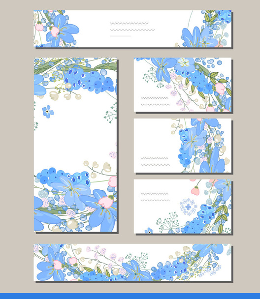 Muscari set with visitcards and greeting templates - Vettoriali, immagini