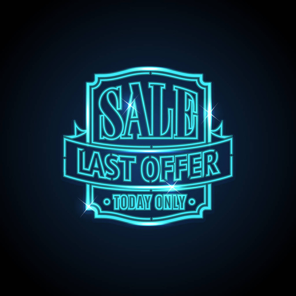Blue neon discount sale sign - Вектор, зображення