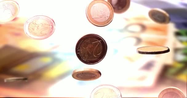 moedas de euro caindo em câmera lenta fundo monetário
 - Filmagem, Vídeo