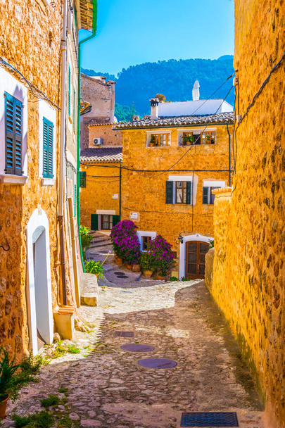 A narrow street in the spanish village Fornalutx at Mallorc - Foto, Imagen