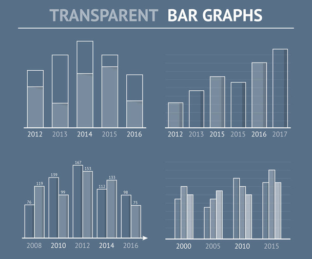 Graphiques à barres transparentes pour les statistiques ou la visualisation des données, peuvent être utilisés dans des rapports ou des présentations, illustration vectorielle eps10
 - Vecteur, image