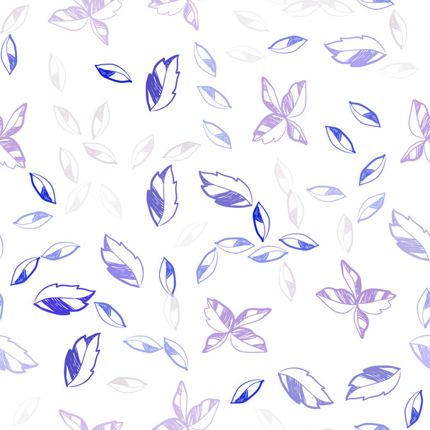 Ανοιχτό ροζ, μπλε ομαλή κομψό πρότυπο διάνυσμα με φύλλα. Μια αόριστη αφηρημένη απεικόνιση με φύλλα στυλ doodles. Μοτίβο για το σχεδιασμό των τυφλών παραθύρων, κουρτίνες. - Διάνυσμα, εικόνα