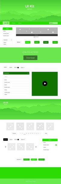 Light Green vector ui kit with landscape. Simple Material Design Kit with colorful mountains in header. Template for landing pages of leisure. - Vector, Image