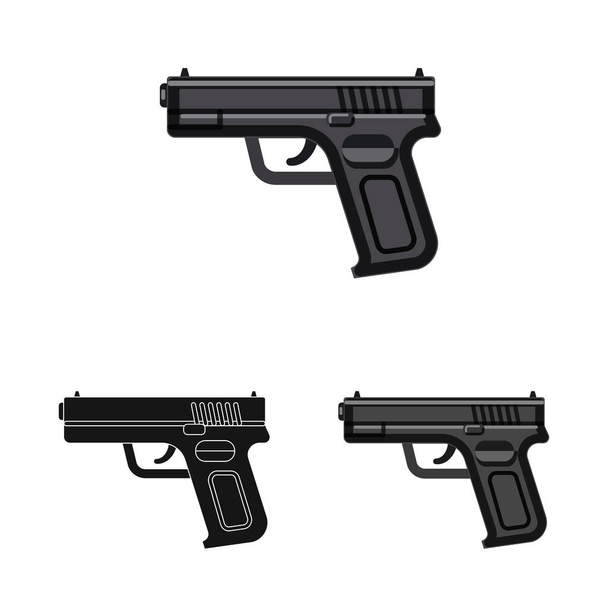 Isolated object of weapon and gun symbol. Set of weapon and army vector icon for stock. - Διάνυσμα, εικόνα