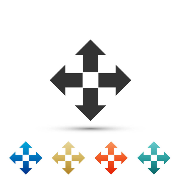 Setas em quatro direções ícone isolado no fundo branco. Definir elementos em ícones coloridos. Design plano. Ilustração vetorial
 - Vetor, Imagem